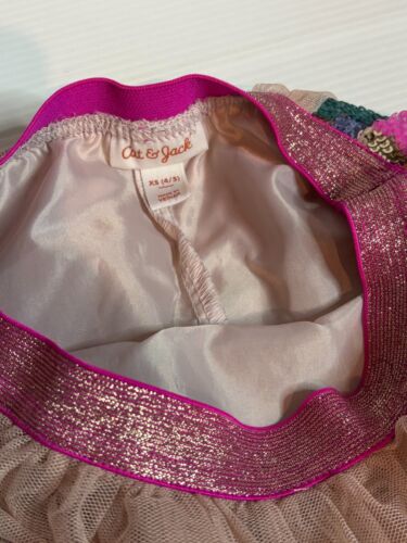 Target Cat & Jack Tulle Sequined Pink Printed Sparkly Pull-On Tutu Skirt XS 4/5 - Picture 3 of 3