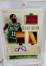 2017-18 National Treasures Game Gear Triple Patch Auto Gold- Kyrie Irving /10 