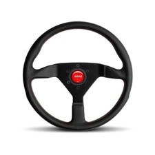Momo Monte Carlo 350MM Black Leather Steering Wheel W/ Red Stitching MCL35BK3B