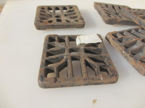 Vintage Square Cast Iron Drain Cover Grate Grille Vent Antique 4" Inch - £12each - Picture 3 of 11