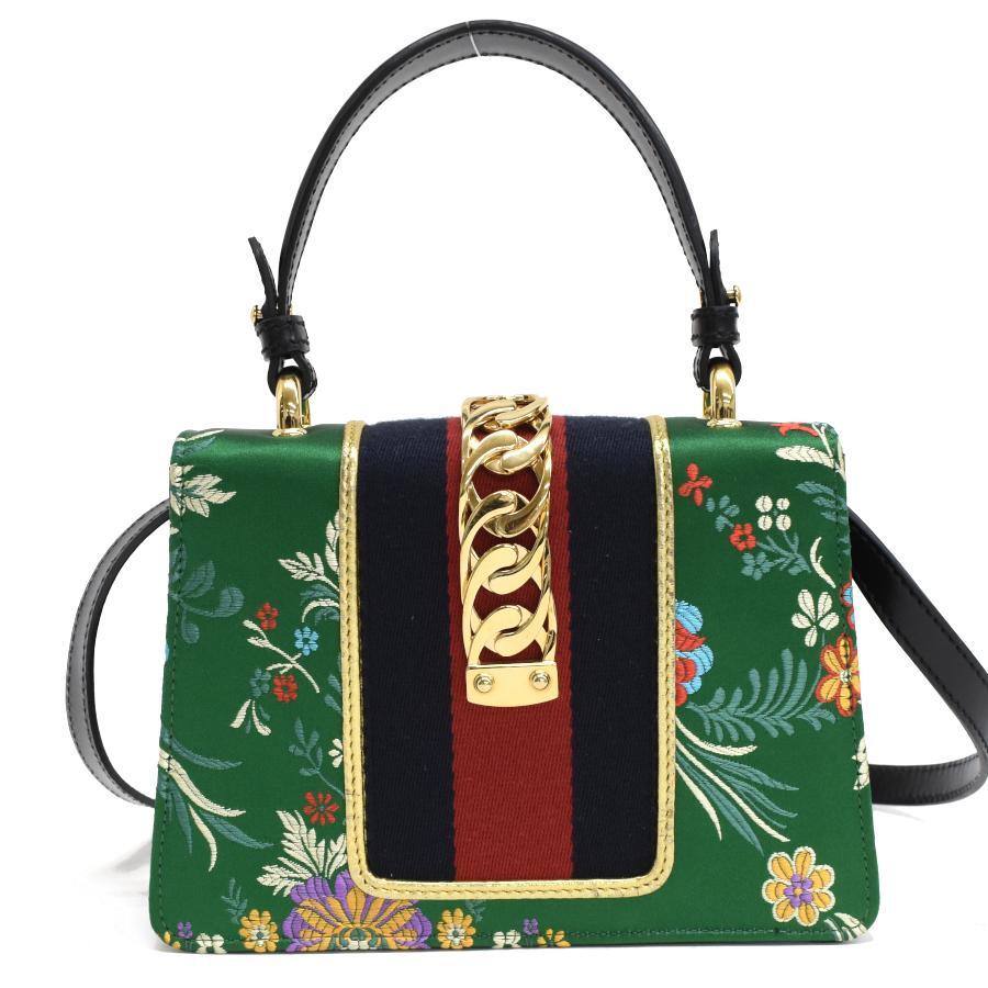 Gucci Sylvie Embroidery Handbag Shoulder Bag Sherry Line