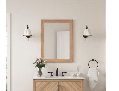 Bathroom Vanity Mirror 24 in. W x 32 in. H Rectangular Framed in Weathered Tan