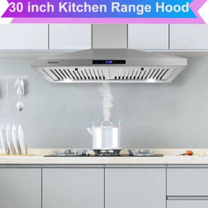 30 Hotte de portée murale de pouce 350 CFM Touch Control Venté LED Éclairage Cuisine