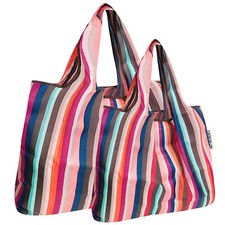 Wrapables Large  Small Foldable Tote Nylon Reusable Grocery Bags, Set of 2
