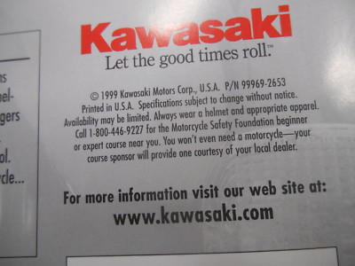 Kawasaki Features & Specification Brochure Chart Ninja 2000 ZX-12R