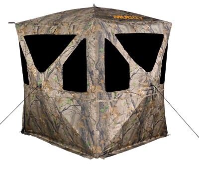 Muddy Ravage Portable Ground Hunting Blind 77''x64'' Shoot Through Mesh Windows