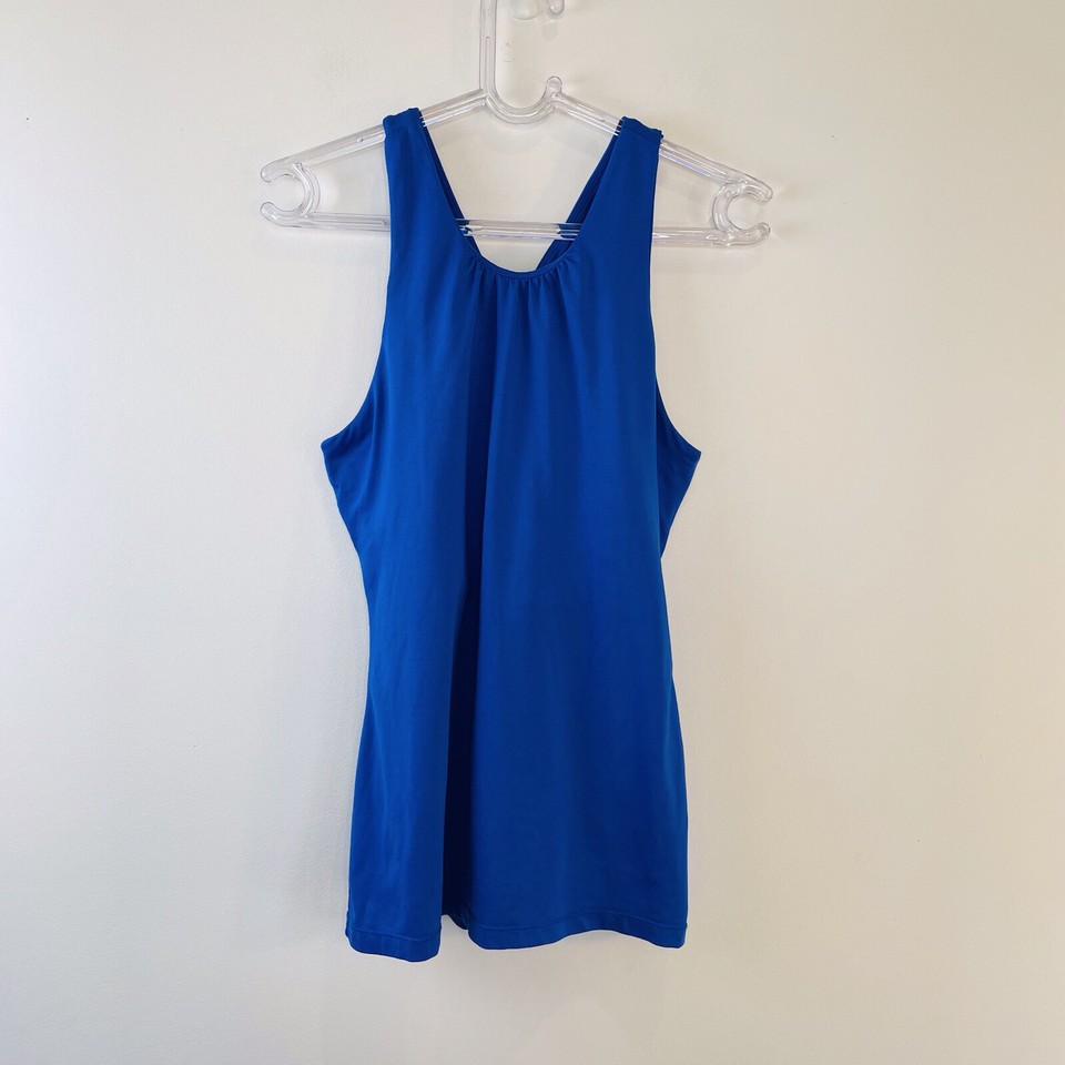 Asana Size 14 L Blue Gym Yoga Athletic Cross Back Top Tank Running 