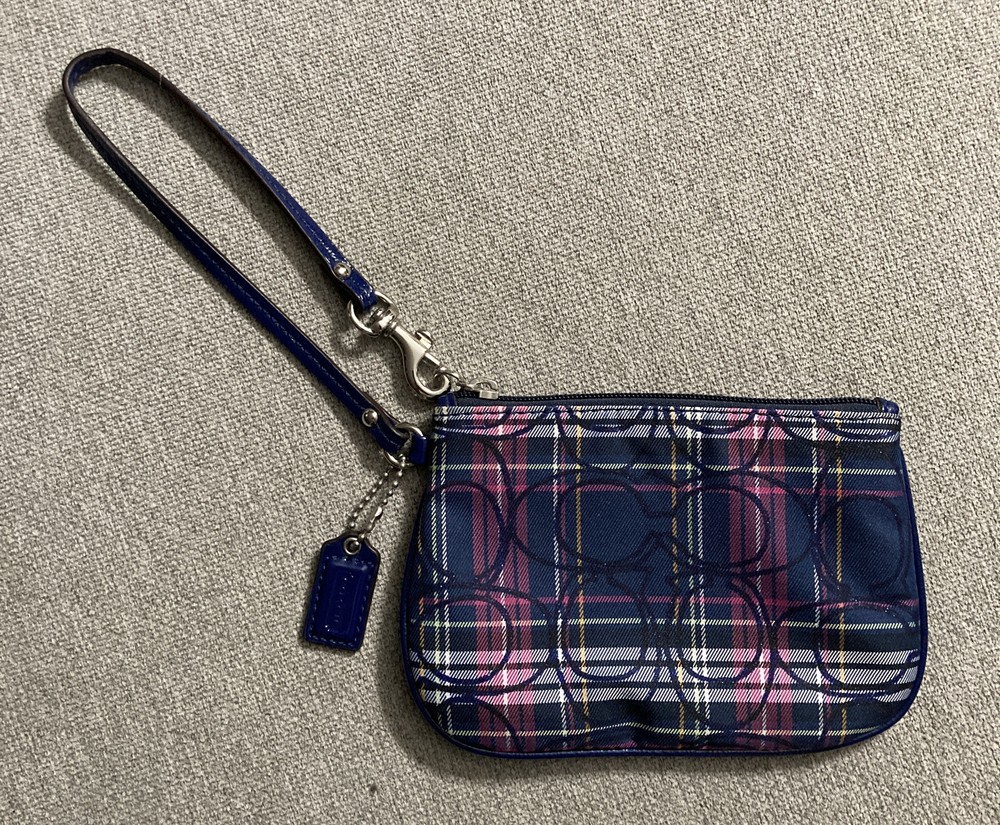 Coach Wristlet Small Canvas Blue
