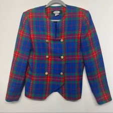 Vintage Double Breasted Blazer Plaid Check 8