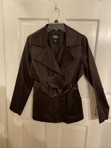 B. MOSS Women’s DOUBLE BREASTED CLASSIC TRENCH COAT Size MEDIUM w/Buttons & Belt - Picture 2 of 10