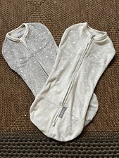 SWADDLE ME NEW Heather Gray Velour 2-Pk Zippered Infant Sleep Pod Sz NB