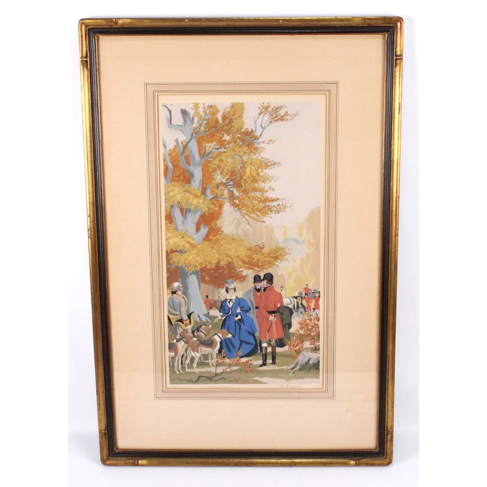 Antique Equestrian French Style Watercolor Signed Maurice Taquoy 1924 - Image 2 of 4