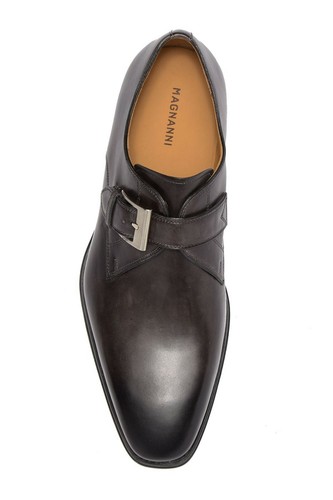 Magnanni 9.5 M Black Leather Monk Strap 