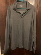 UNTUCKit Mens Damaschino Diamond Birdseye Grey Long Sleeve Polo Shirt Sz XL