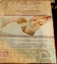 A NUMBER 1 BUY KING SIZE SATIN PILLOWCASES 2 IVORY-NICE SOFT-WITH ZIPPER XX
