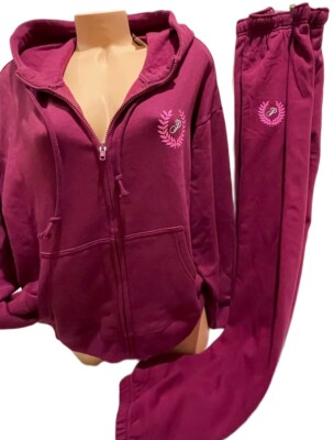 VICTORIAS SECRET PINK OVERSIZED FULL-ZIP HOODIE & SWEATPANTS