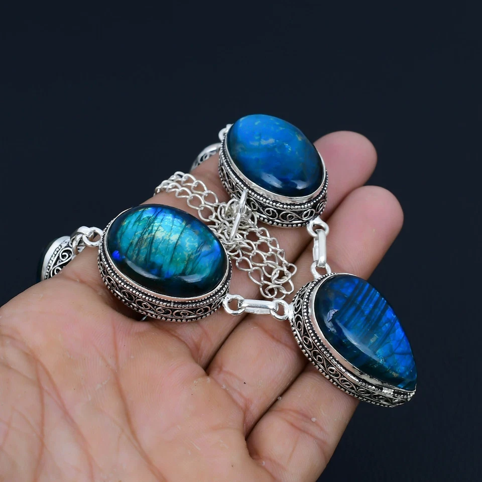 Collana In Labradorite In Argento Sterling 925 Per Regali Di Anniversario - Immagine 2 di 4