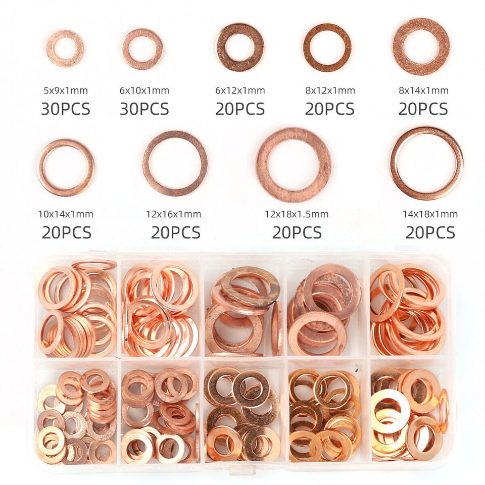 10pcs 16mm (M10) Copper Sealing Washer Sump Plug Gasket Crush Oil Seal Flat Ring Prevent Leakage Reduce Pressure Tighten Sealer O-ring Set - Australia - Foto 6