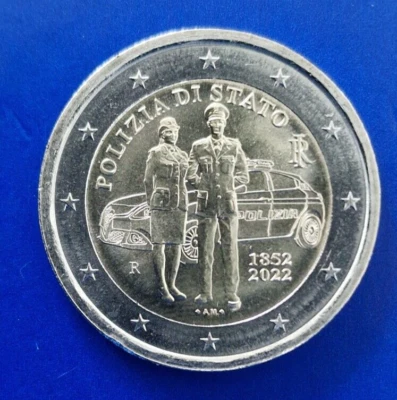 2 Euro 2022  Italien   170 Jahre Polizia di Stato  unz. - Bild 1 von 4