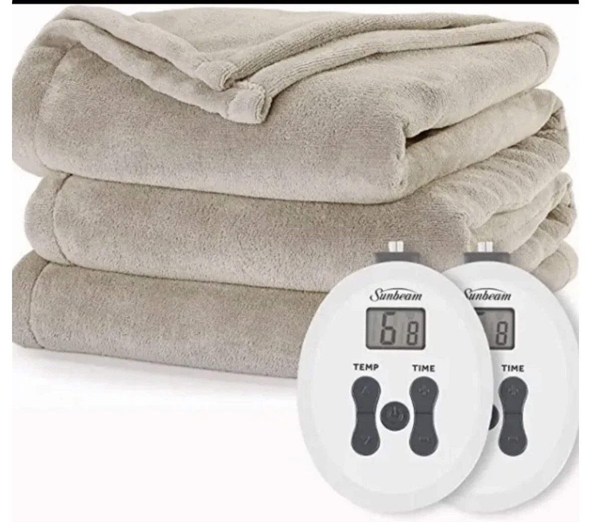 Sunbeam Royal Luxe Mushroom Heated Blanket - Queen Dual Control | eBay