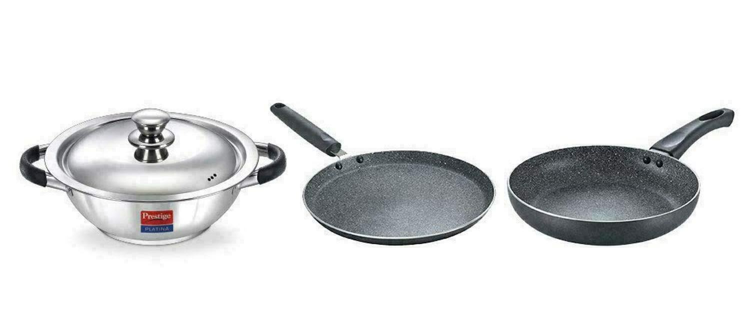 Prestige Kadai+ Fry Pan+Tawa Classic Multi BYK Set 3 Piece Best For Your Kitchen NOWY Krajowy