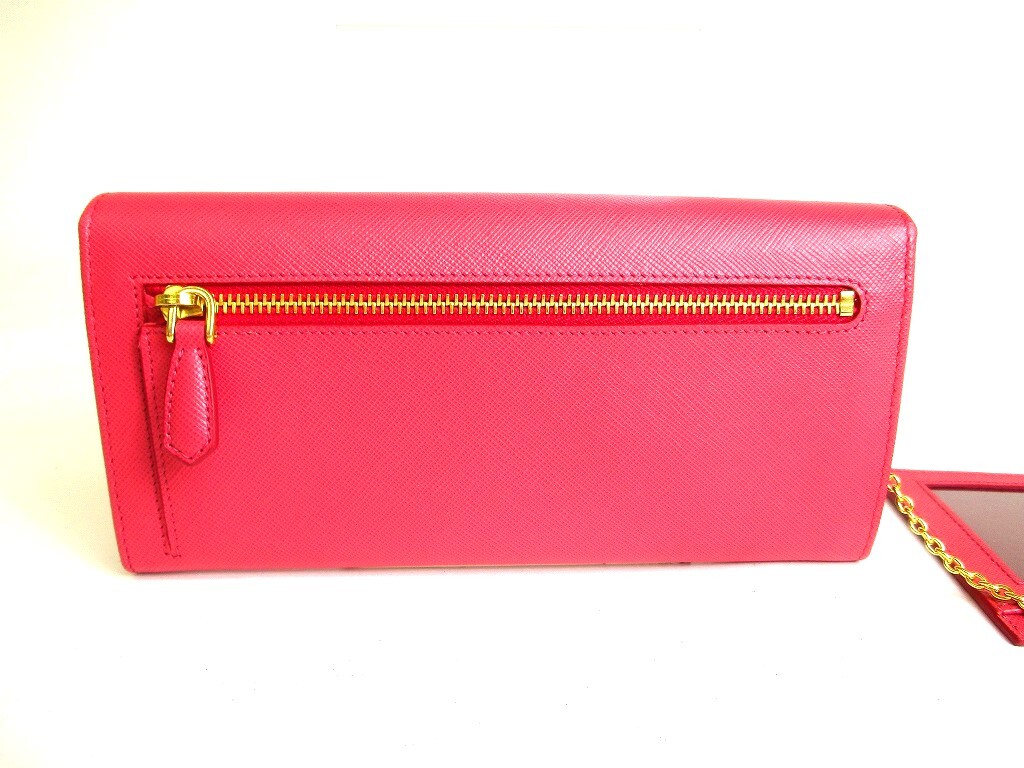 PRADA ★ Saffiano Pink Long Wallet Auth PRADA Saffiano Pink Leather Bifold Long Flap Wallet #a219 | eBay