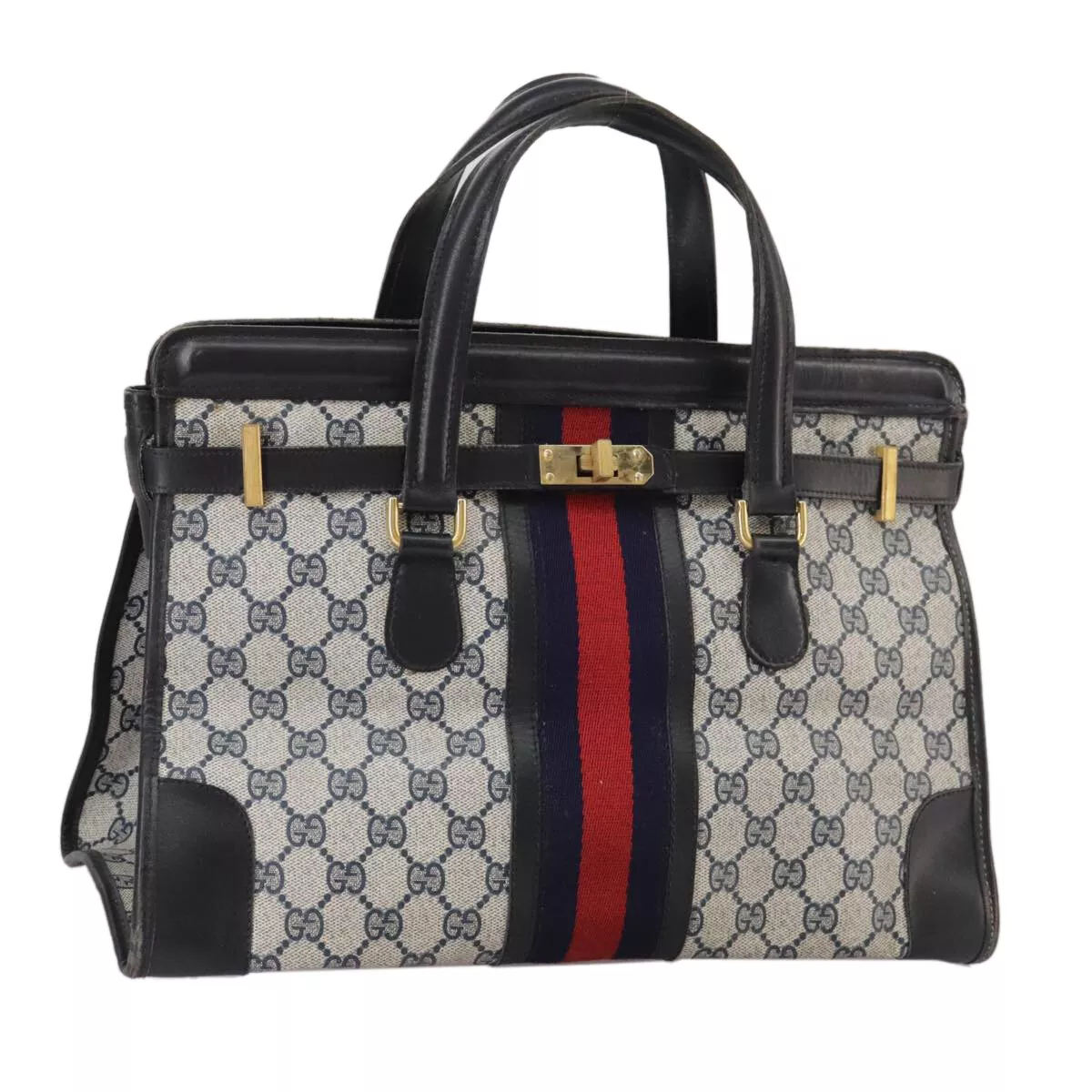 Sac à main GUCCI GG Supreme Sherry Line PVC rouge marine authentique 106539