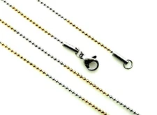 316 Grade Quality Stainless Steel & Gold Two Tone 19 Inches Ball Chain Necklace