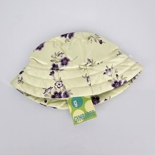 Vintage 2003 Gymboree Green Purple Cherry Blossom Flower Satin Hat 0-3-6 NEW