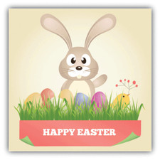Happy Easter Bunny Eggs Grass Car Bumper Sticker Decal