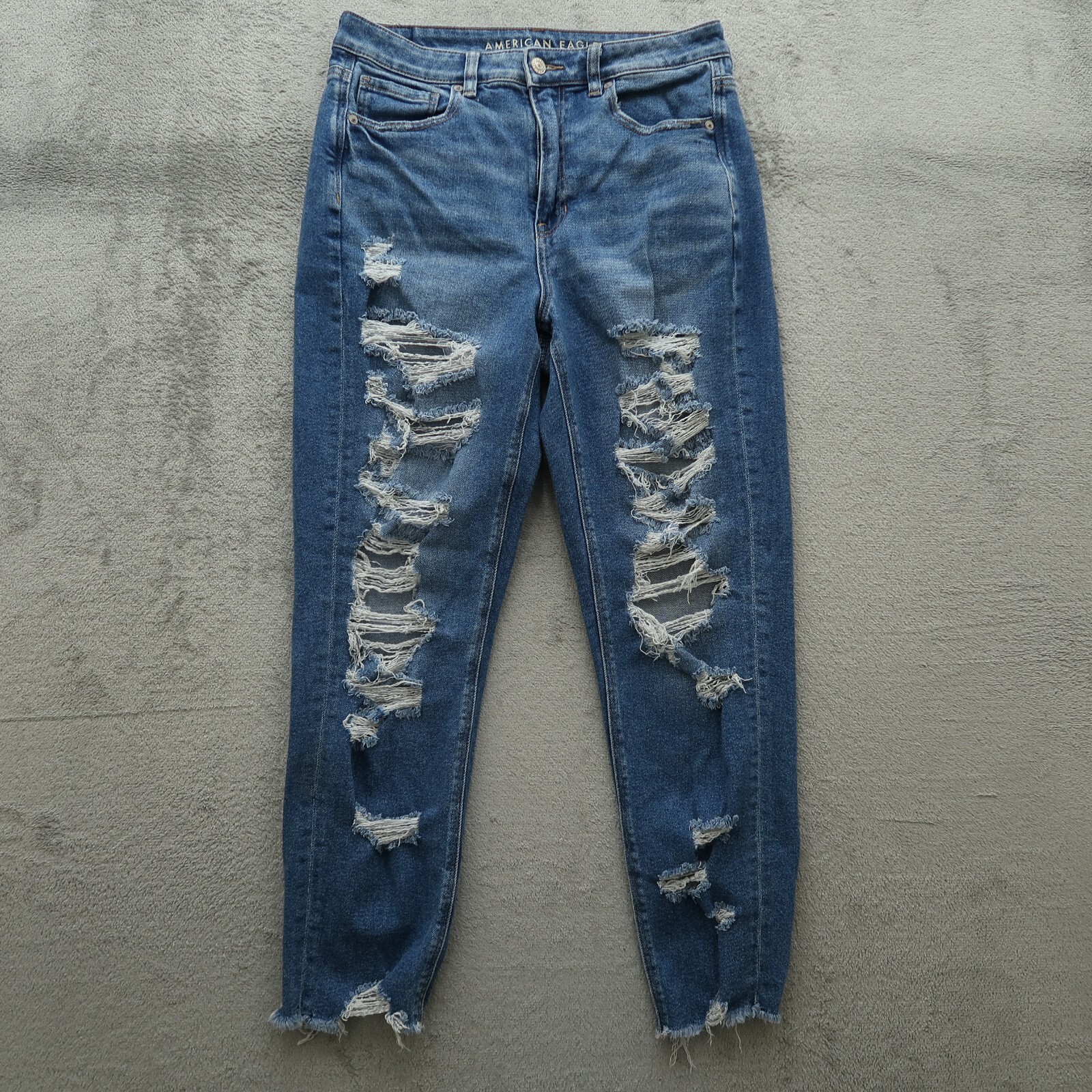American Eagle Mom Jeans Women's 8 Blue High-Rise Denim 26.5