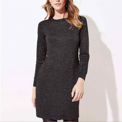 Black Ribbed Mock Neck Sweater Dress 