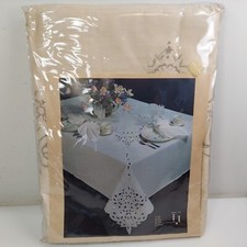 Garden Elegance Cutwork Embroidered Cotton Tablecloth 12 Napkin Set 120x66" NEW