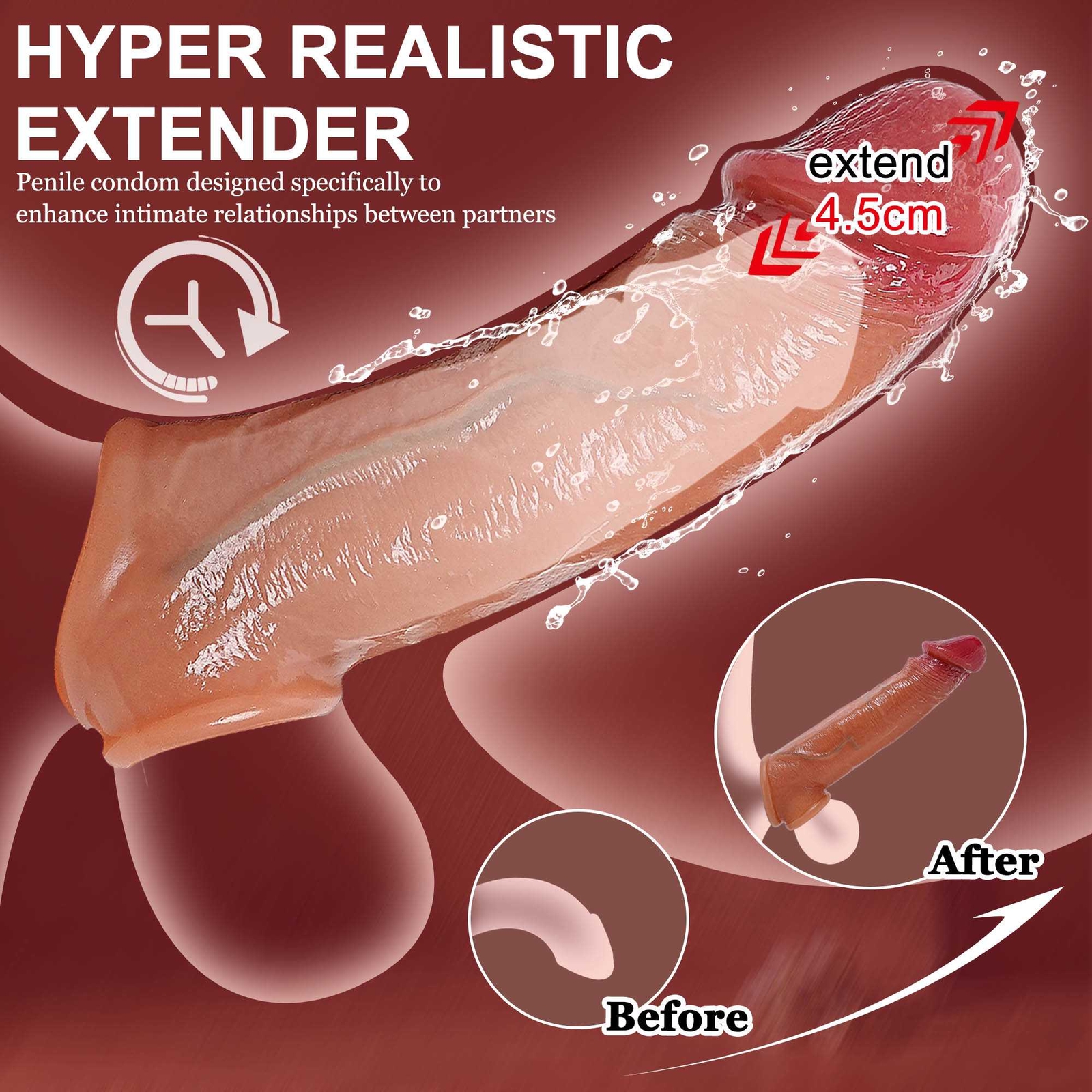 Male Cock Enlarger Enhancer Penis Extension Extender Sheath Girth Sleeve For Men