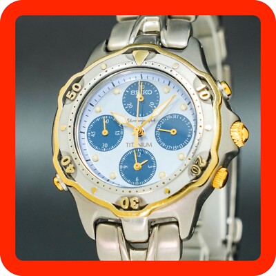 Vintage 1996 [N-MINT] SEIKO TITANIUM Chronograph Small seconds 7T34-0010 Men