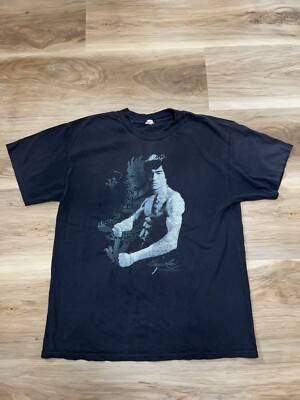 Vintage Bruce Lee Dont Think Feel Black T Shirt Large