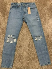 LEVI'S 512 SLIM TAPER JEANS W Stretch Destructed Size 34X32 RT$69.50 0374 U41