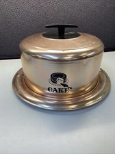 Vintage Cake Carrier West Bend Copper Tone Aluminum Covered Plate Server