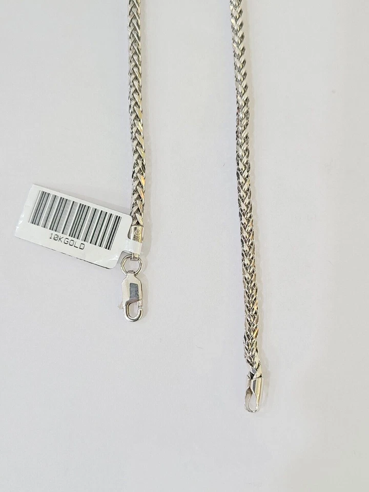 Collar real de cadena de palma de oro blanco de 10k 22 pulgadas 3 mm para hombre genuino 10kt DESCUENTO Foto 4 de 4