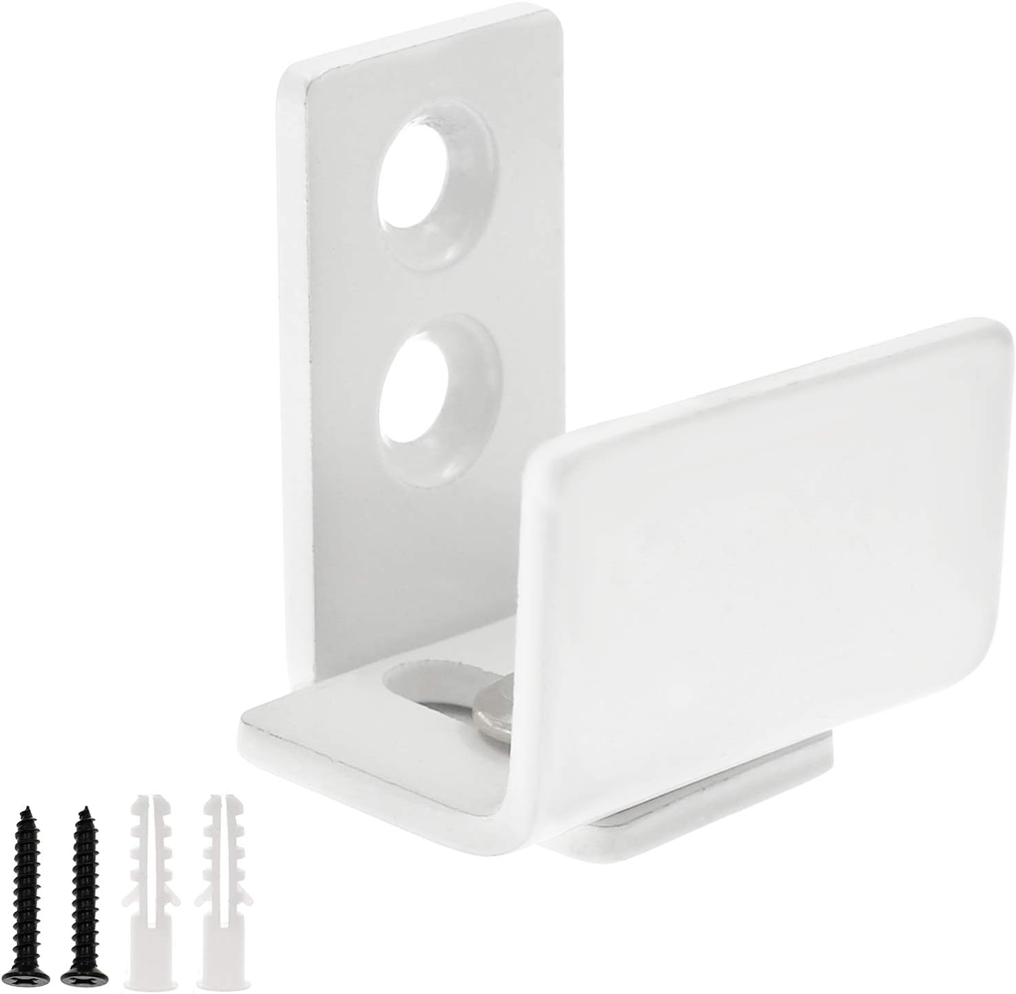 Adjustable White Barn Door Guide for Grooved or Non-Grooved Doors - Wall Mounted