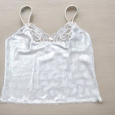 Barbizon Creamy White Lace Trim Satin Cami Feminine Delicate Fairy L