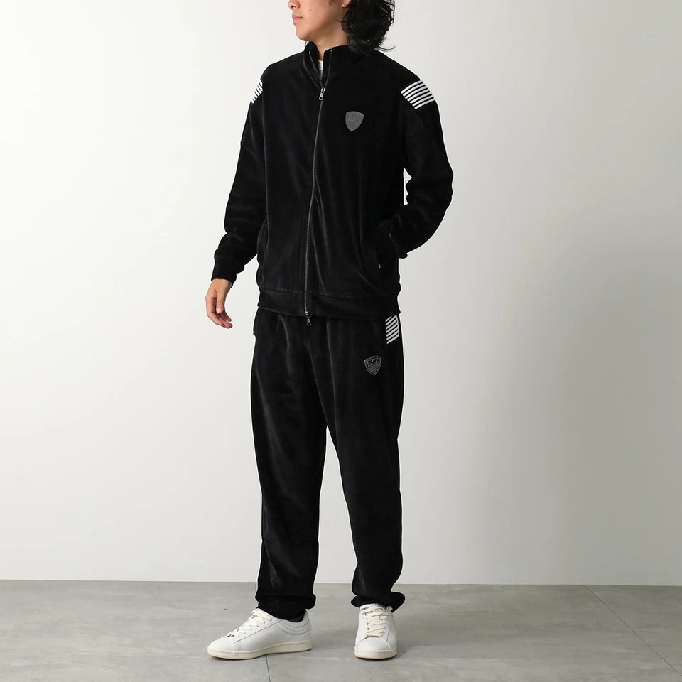 Pantalones fáciles EA7 EMPORIO ARMANI Air Sette para hombre mezcla de algodón NEGRO S o M Foto 4 de 4