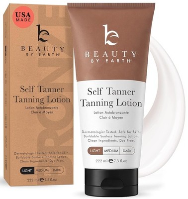 Beauty by Earth Self Tanner Light to Medium Natural Sunless Tanning Lotion