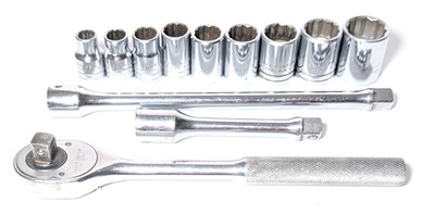 Proto 1/2'' Drive Socket Set/ 9 Sockets 7/16'' to 1''/ 2 Extensions / 5449 Ratchet