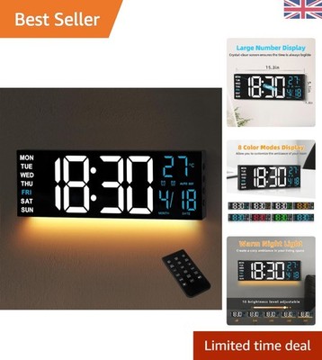 16 Zoll Digitale Wanduhr - Anpassbare RGB Farben mit Nachtlichtfunktion