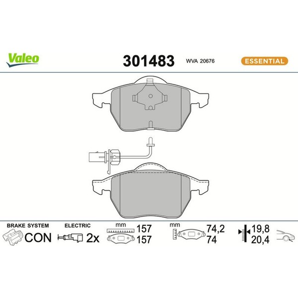 Valeo 301483 Bremsbelagsatz FüR Audi VW Skoda Seat Bremse BremsbeläGe-image