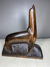 Vintage Hand Carved Ironwood Seal Sea Lion Figurine Sculpture Wood MCM Folk Art