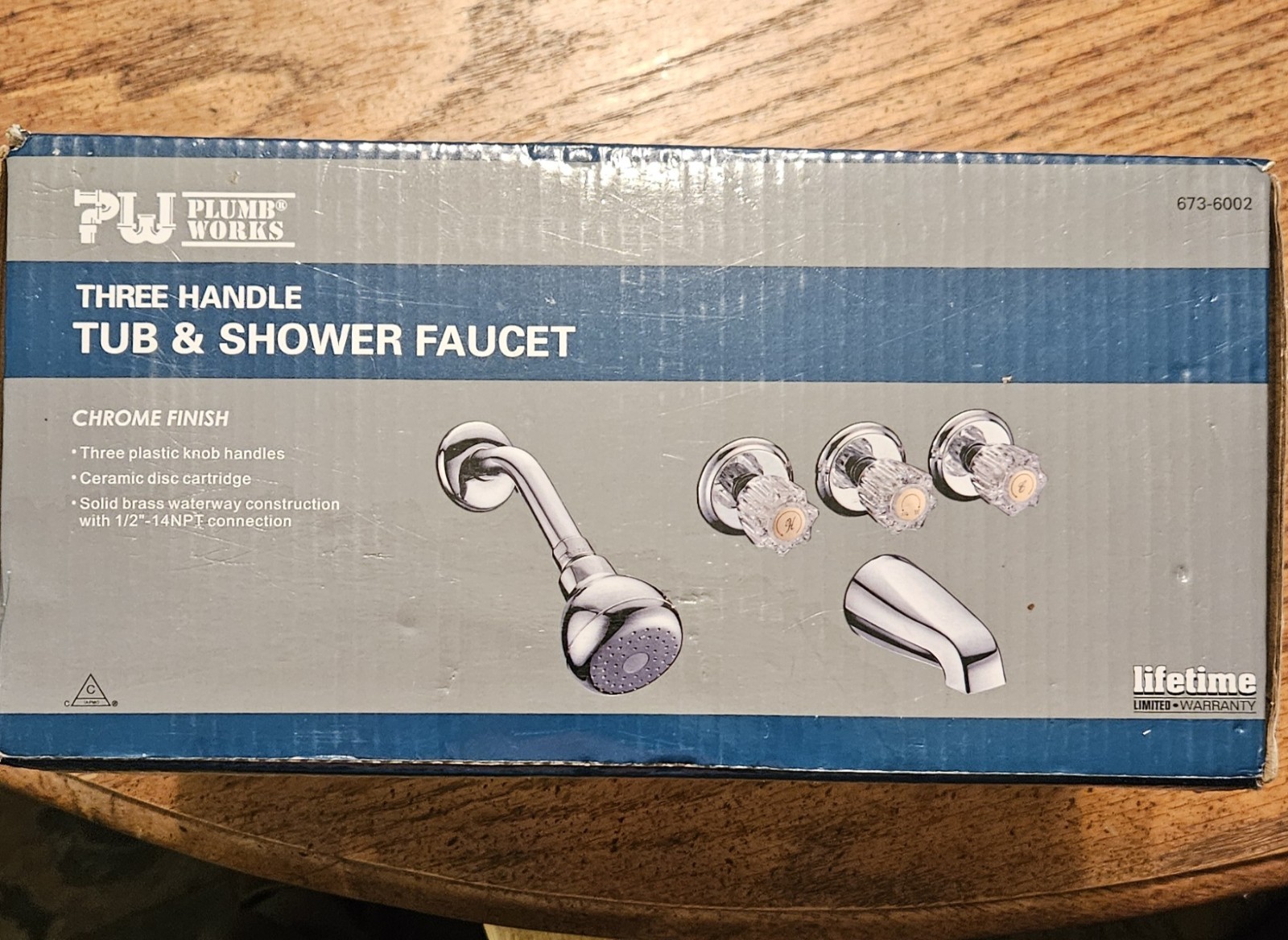 Plumb Works Three Handle Tub And Shower Faucet Chrome Finish￼