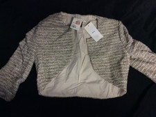 MNG Mango Suit Womens XS Silver Tweed Cropped Jacket NWT