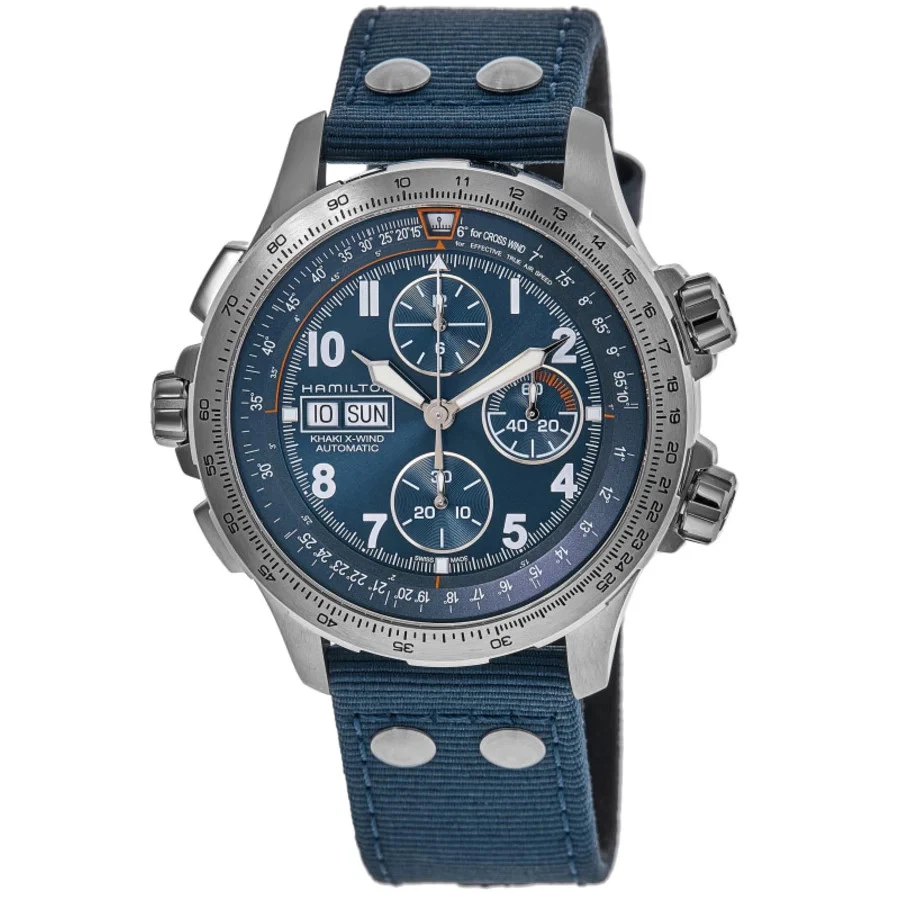 Nuevo reloj para hombre Hamilton caqui aviación X-wind automático cronógrafo esfera azul H77906940